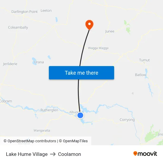 Lake Hume Village to Coolamon map