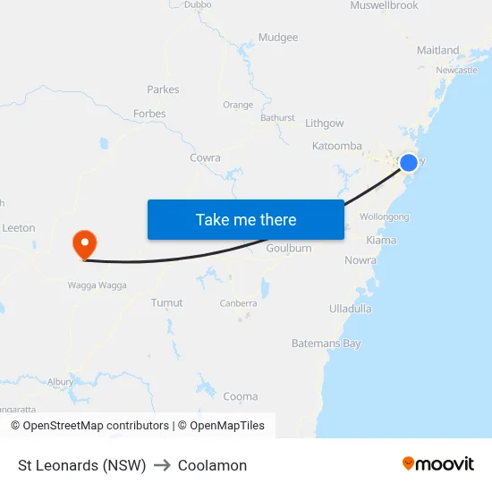 St Leonards (NSW) to Coolamon map