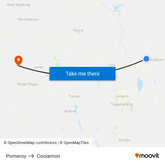 Pomeroy to Coolamon map
