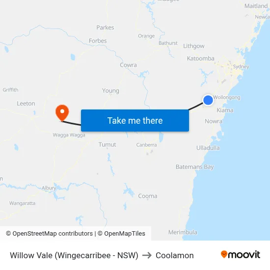 Willow Vale (Wingecarribee - NSW) to Coolamon map