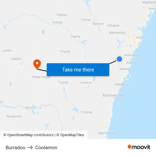 Burradoo to Coolamon map