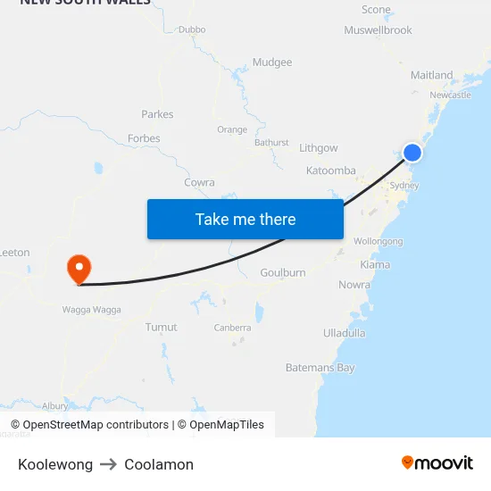 Koolewong to Coolamon map