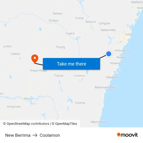 New Berrima to Coolamon map