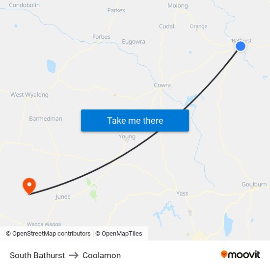 South Bathurst to Coolamon map