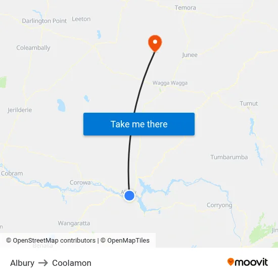 Albury to Coolamon map