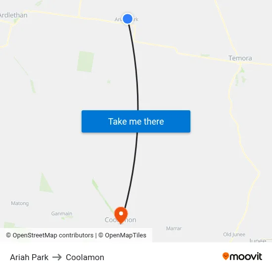 Ariah Park to Coolamon map
