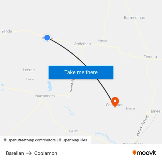 Barellan to Coolamon map