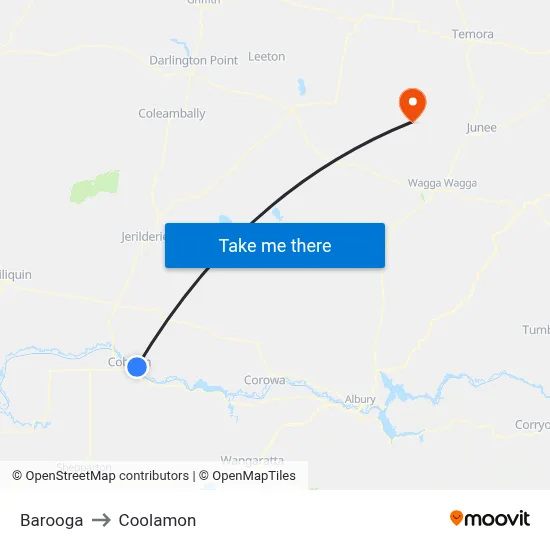 Barooga to Coolamon map