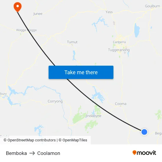 Bemboka to Coolamon map