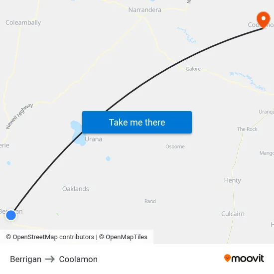 Berrigan to Coolamon map