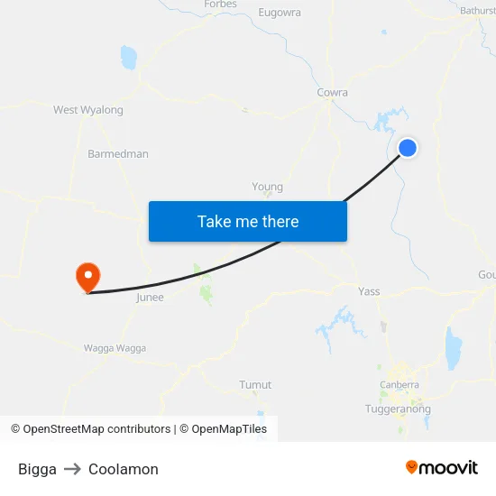 Bigga to Coolamon map