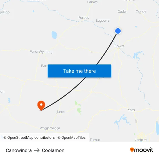 Canowindra to Coolamon map