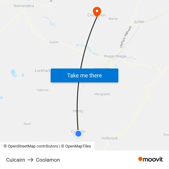 Culcairn to Coolamon map