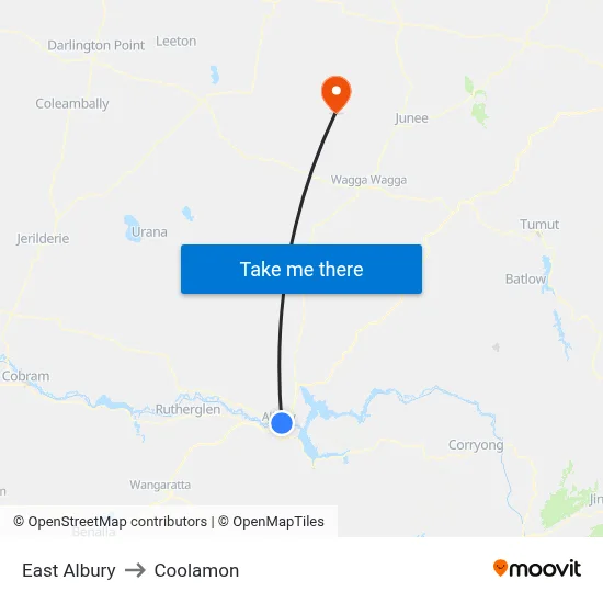 East Albury to Coolamon map