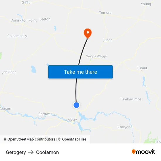 Gerogery to Coolamon map