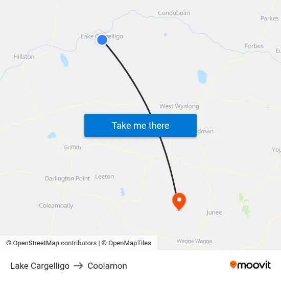 Lake Cargelligo to Coolamon map