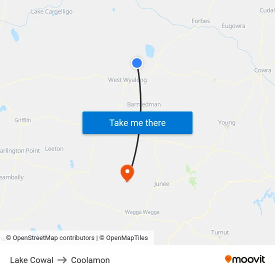 Lake Cowal to Coolamon map