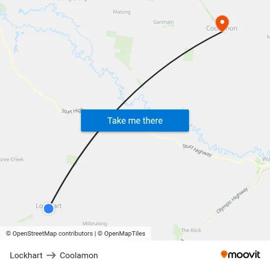 Lockhart to Coolamon map