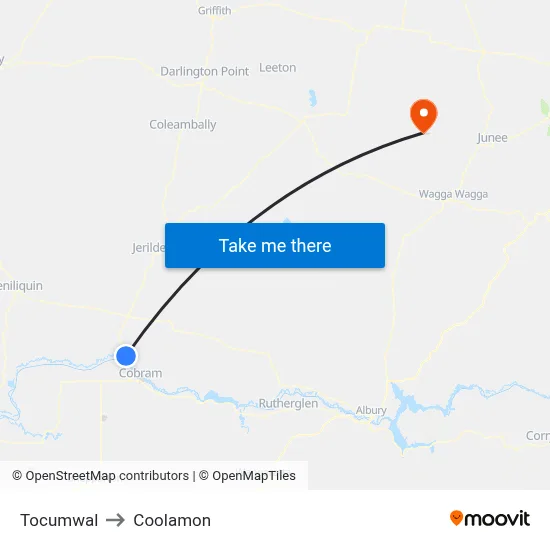 Tocumwal to Coolamon map