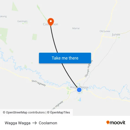 Wagga Wagga to Coolamon map
