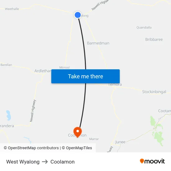 West Wyalong to Coolamon map