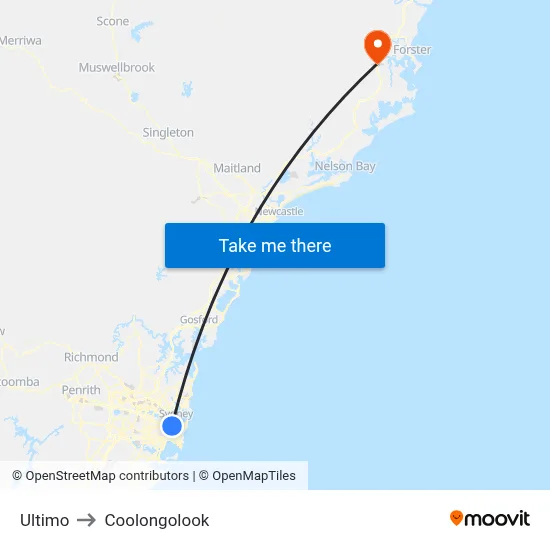Ultimo to Coolongolook map