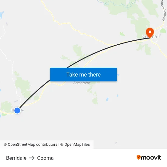 Berridale to Cooma map