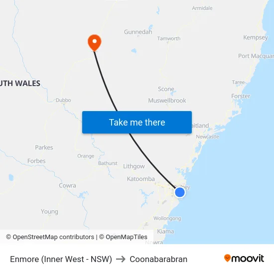 Enmore (Inner West - NSW) to Coonabarabran map