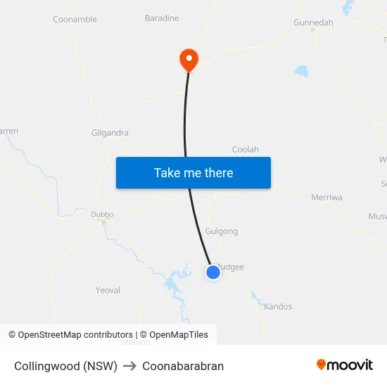 Collingwood (NSW) to Coonabarabran map
