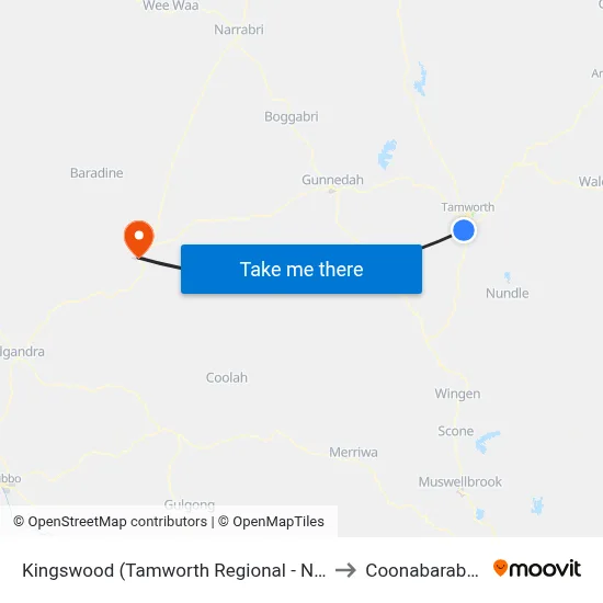 Kingswood (Tamworth Regional - NSW) to Coonabarabran map
