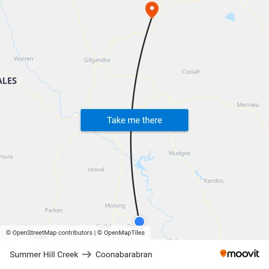 Summer Hill Creek to Coonabarabran map