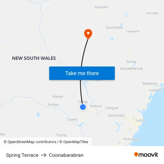 Spring Terrace to Coonabarabran map