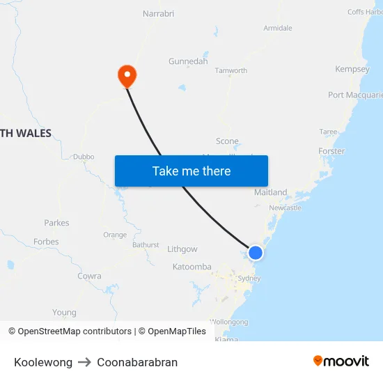 Koolewong to Coonabarabran map