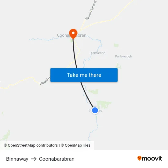 Binnaway to Coonabarabran map