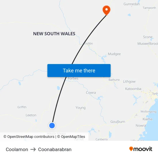 Coolamon to Coonabarabran map