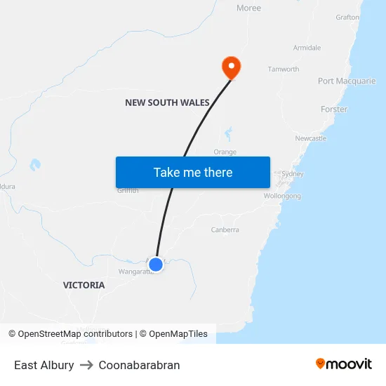 East Albury to Coonabarabran map
