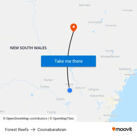 Forest Reefs to Coonabarabran map
