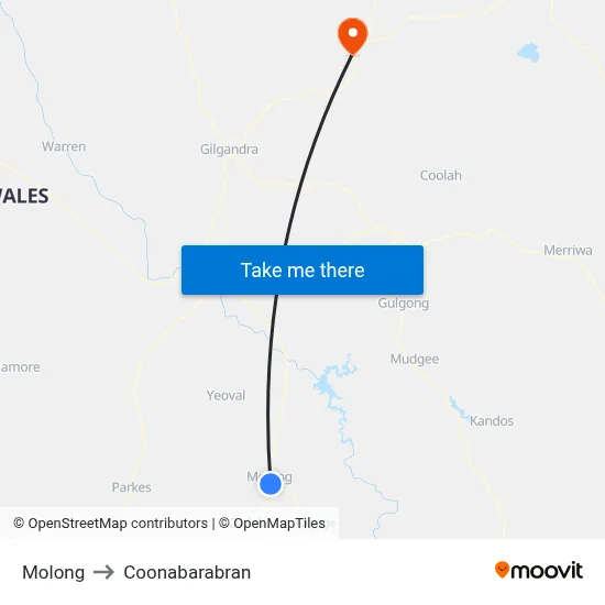 Molong to Coonabarabran map