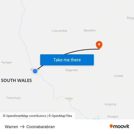 Warren to Coonabarabran map