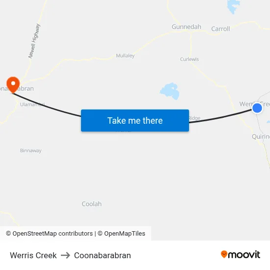 Werris Creek to Coonabarabran map