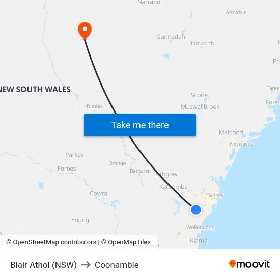 Blair Athol (NSW) to Coonamble map