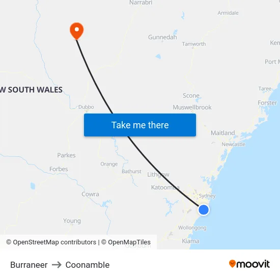 Burraneer to Coonamble map