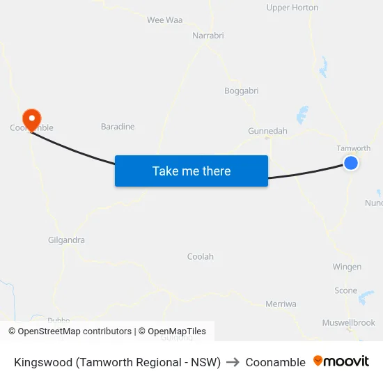 Kingswood (Tamworth Regional - NSW) to Coonamble map