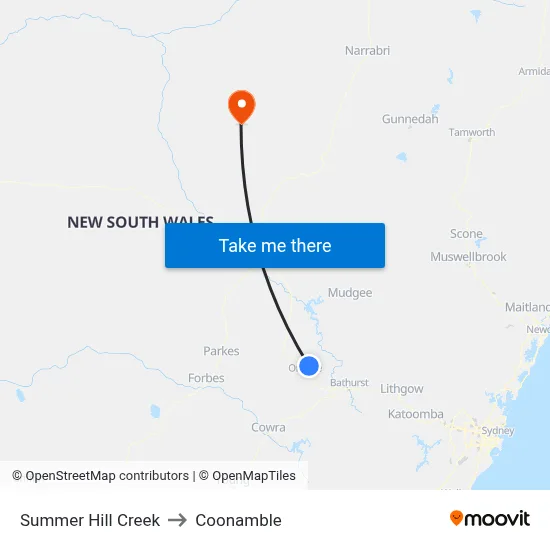 Summer Hill Creek to Coonamble map