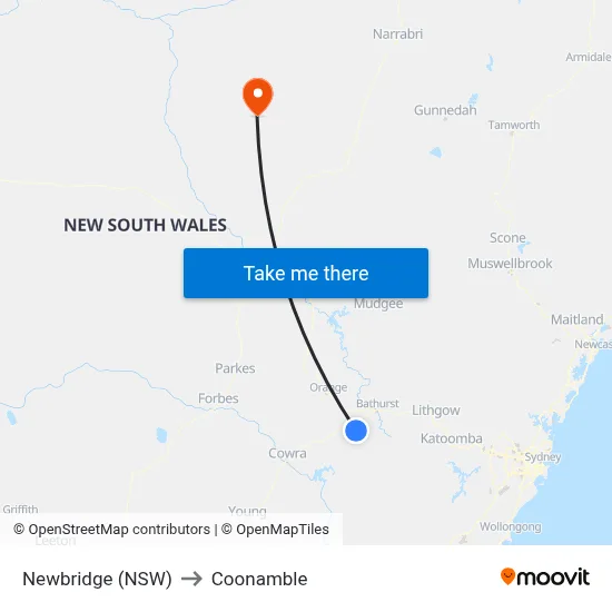 Newbridge (NSW) to Coonamble map