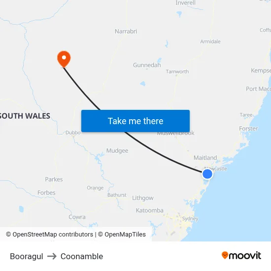 Booragul to Coonamble map
