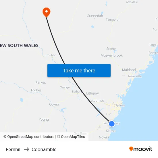 Fernhill to Coonamble map