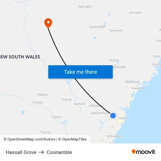 Hassall Grove to Coonamble map