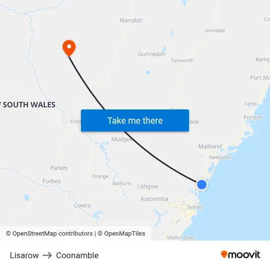 Lisarow to Coonamble map
