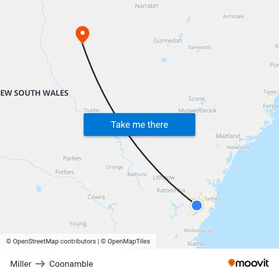Miller to Coonamble map